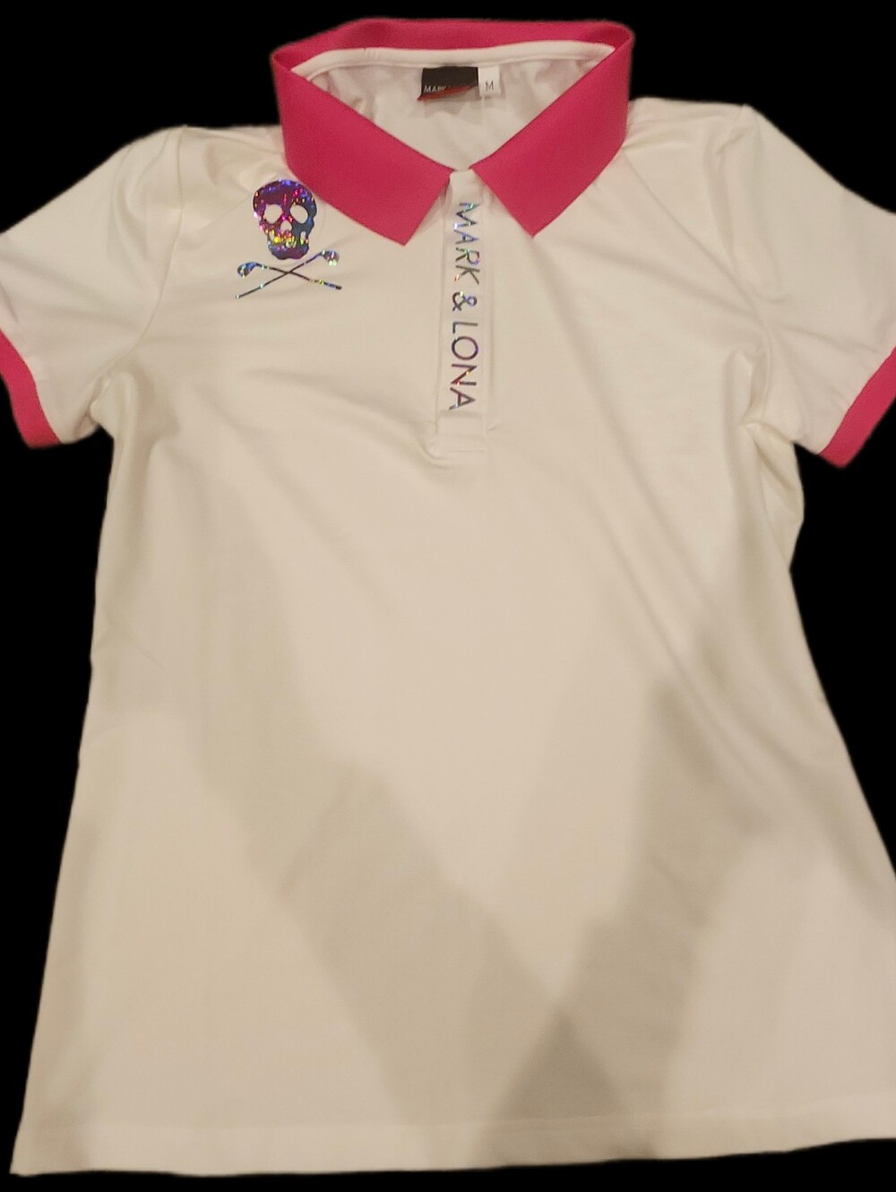 Mark And Lona White Golf Polo with Pink Collar